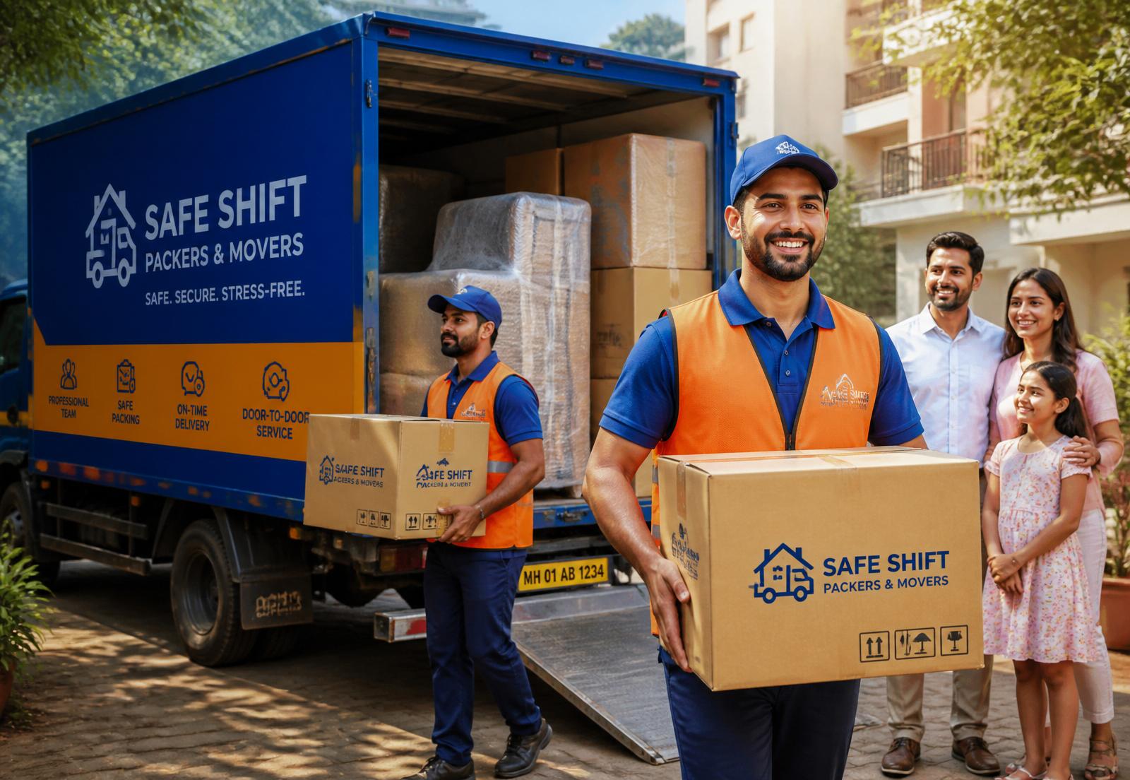 Speed Move Packers and Movers Surat truck with professional crew loading a family's belongings