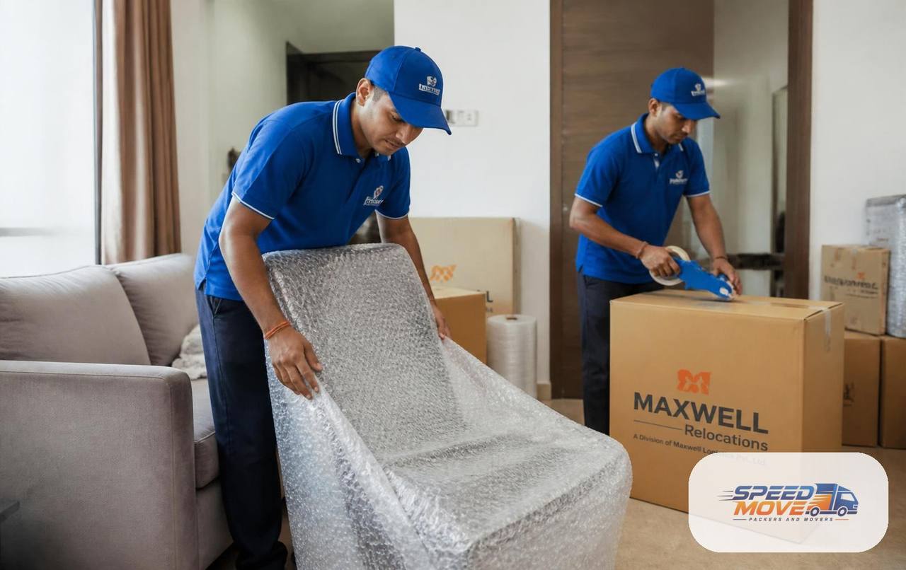 Speed Move crew wrapping furniture with stretch film