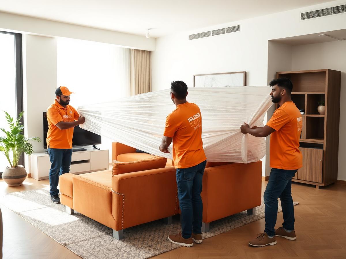Speed Move crew wrapping furniture with stretch film