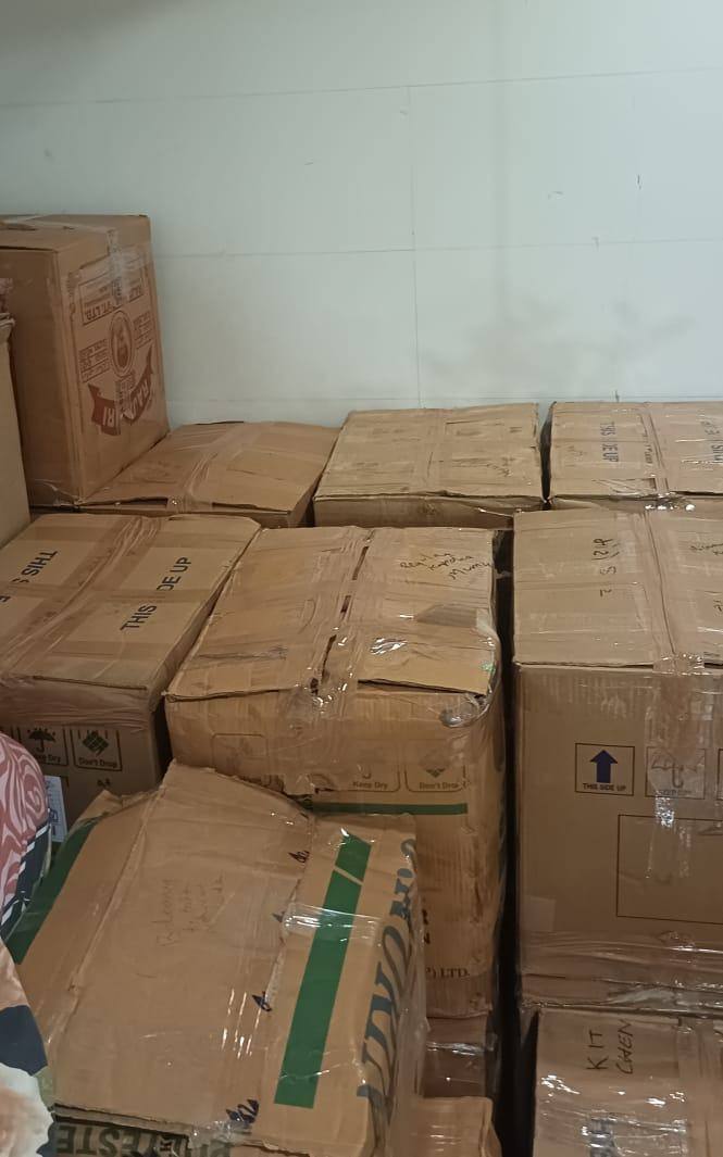 Speed Move Surat warehouse storage with stacked household goods cartons