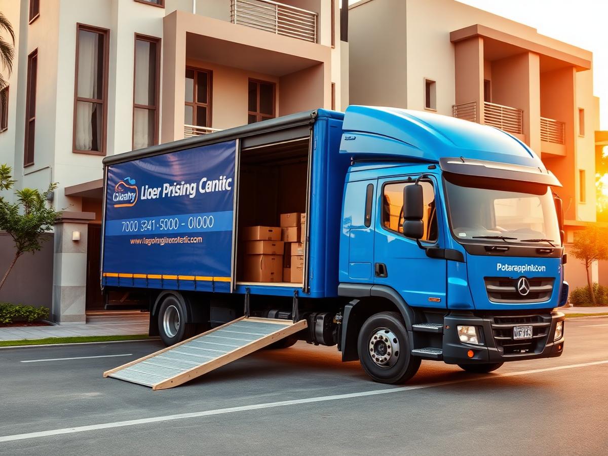 Speed Move branded moving truck outside a residential building